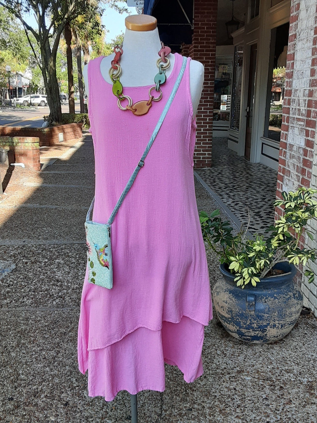 Hazel Double Layer Dress in Soft Cotton Gauze Now on Sale
