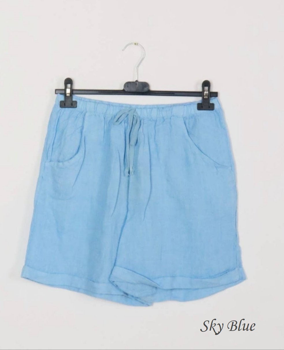 3459 Linen Shorts With Drawstring Tie