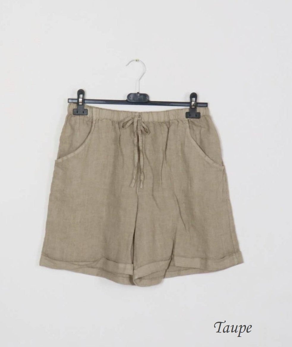 3459 Linen Shorts With Drawstring Tie