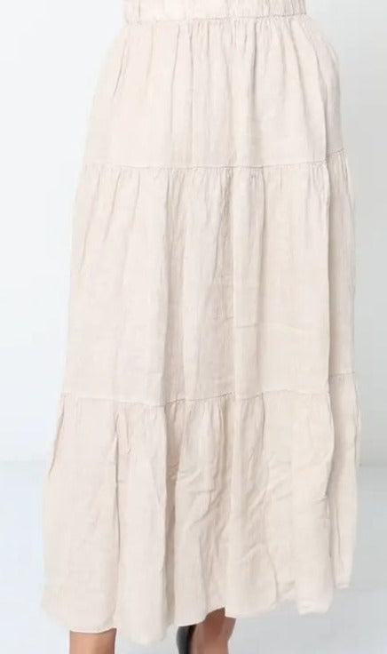8348 Tiered Linen Skirt