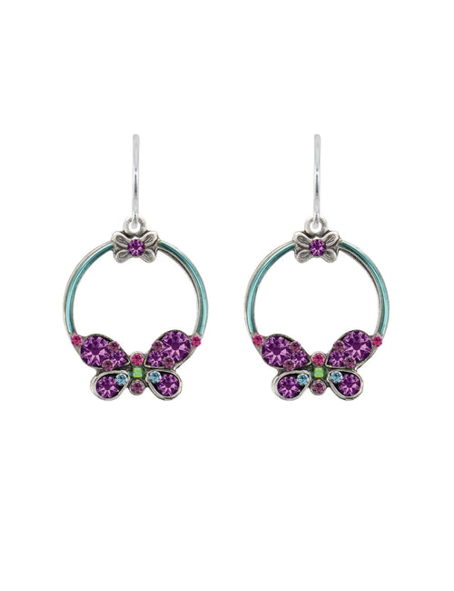 E41 Firefly Butterfly Hoop Earrings Amethyst
