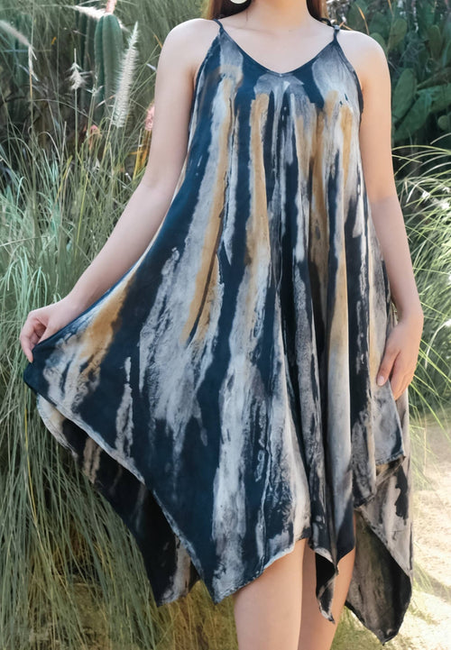 Simona / Handkerchief Dress - Abstract Tie Dye Design