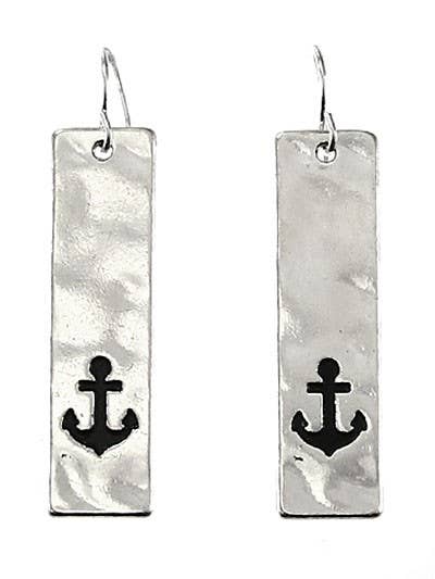 FR2975 Long Rectangle Sea Life Anchor Earrings