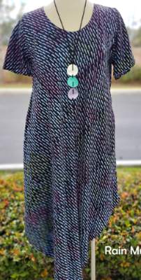 Short Sleeve Scoop Batik Dress with Pockets
