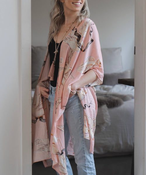 Rose Quartz Starduster Bamboo Bohemian Kimono
