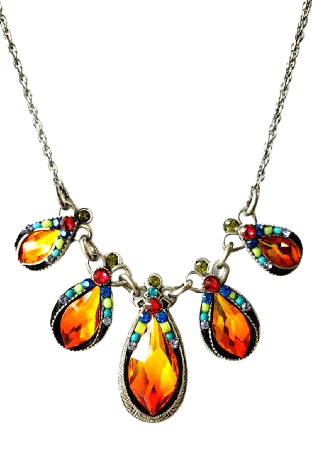 Firefly Zinnia 5 Drop Swarovski Crystal Necklace